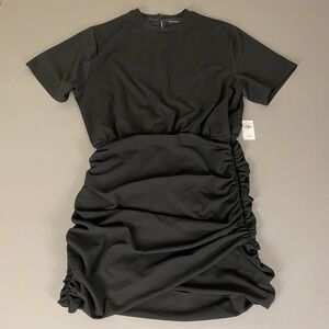 Abercrombie & Fitch Dress Size XLT Black Ruched Bodycon‎ Short Sleeve New NWT